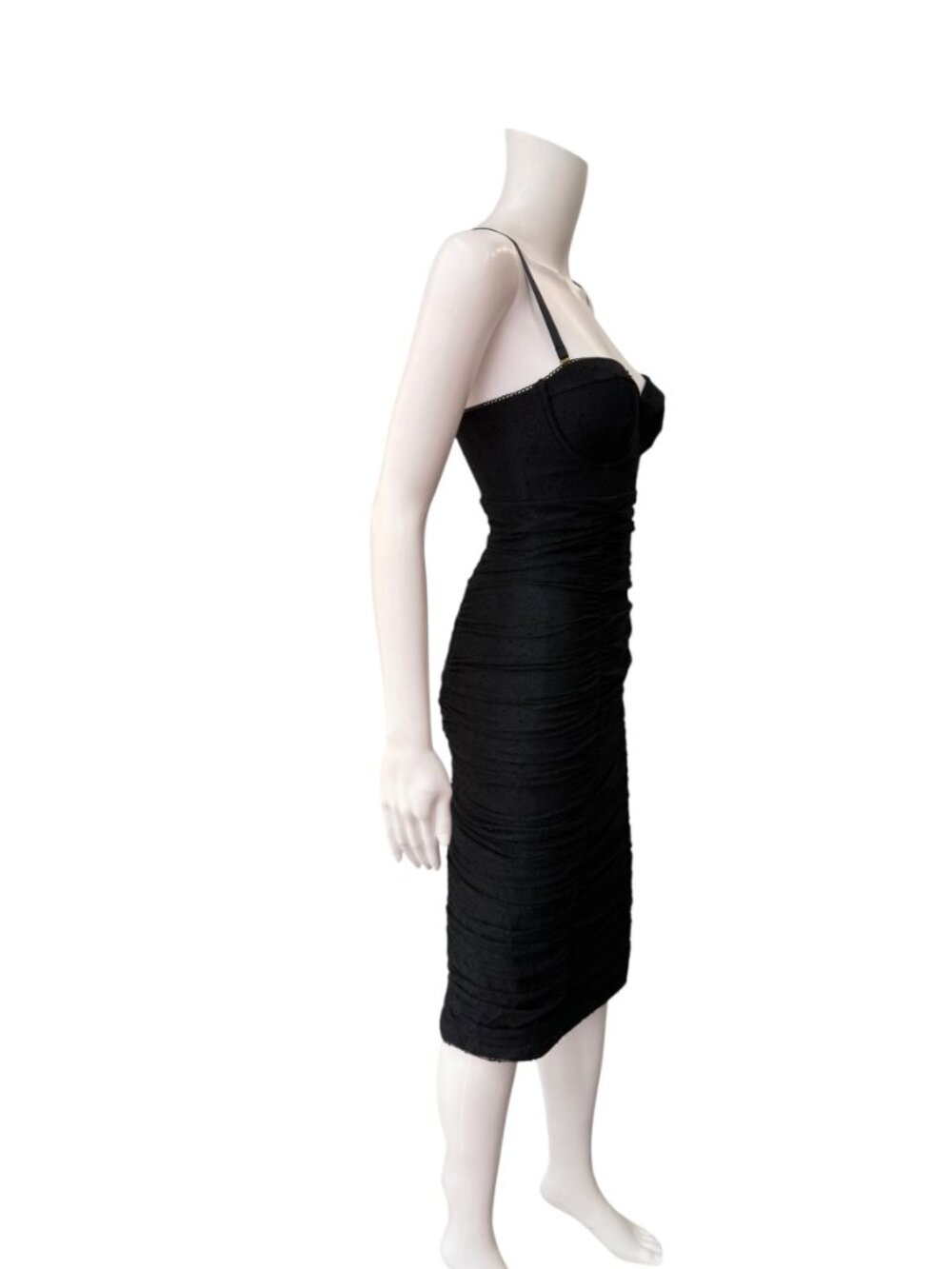 $695 NWT L'Agence Black Senna Lace Bustier Ruched Midi Dress size XS - Picture 5 of 10